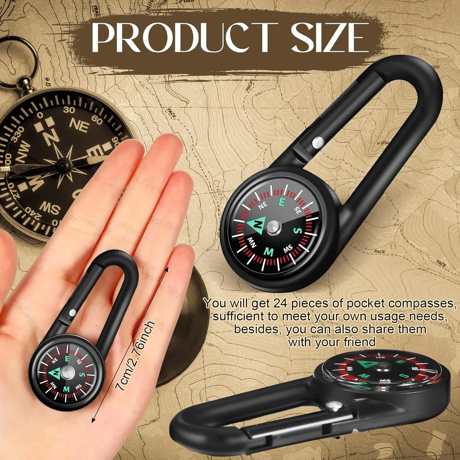Kanayu Magnetic Compass Keychain Small Pocket Mini Compass Survival Hiking for Adults Camping Backpacking Accessory
