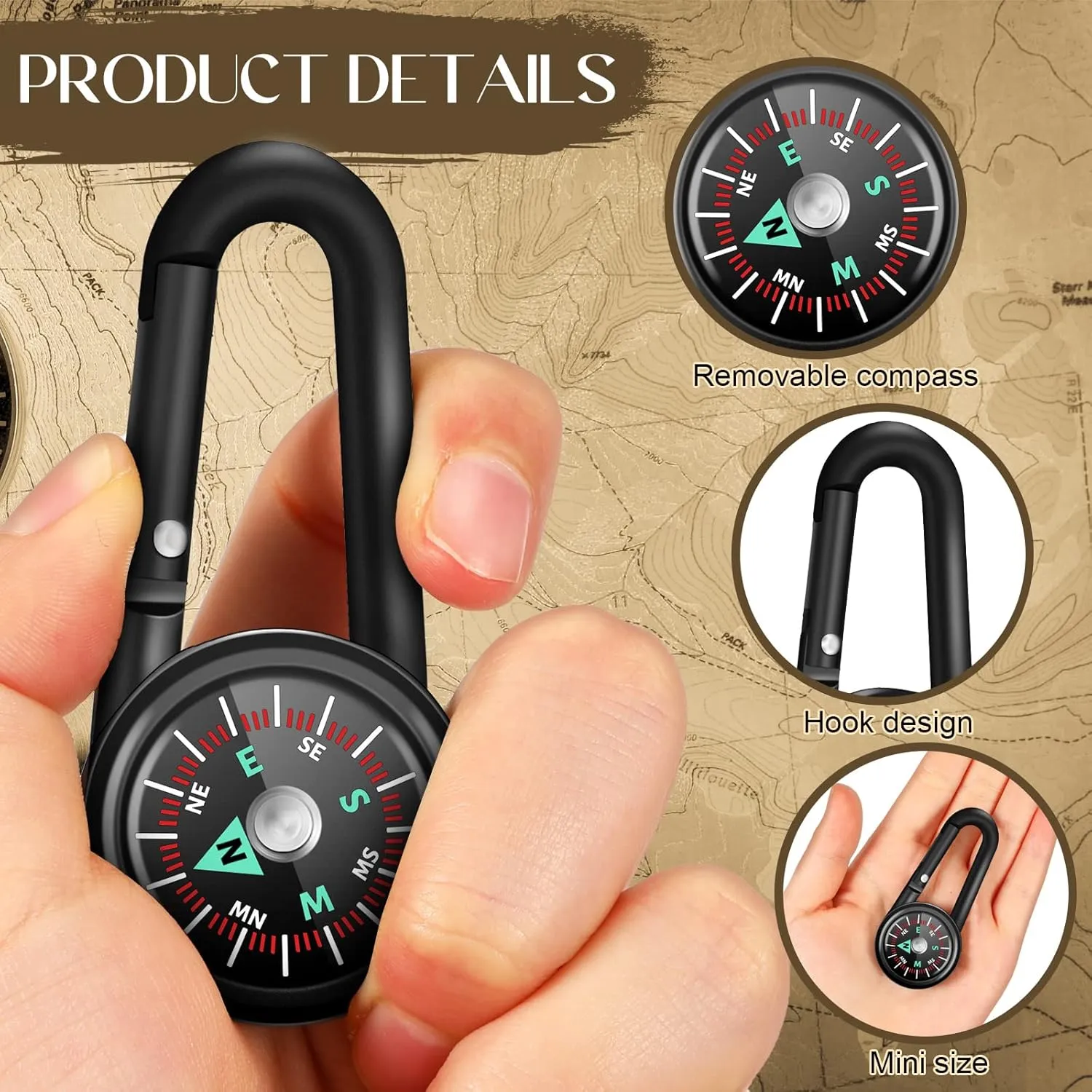 Kanayu Magnetic Compass Keychain Small Pocket Mini Compass Survival Hiking for Adults Camping Backpacking Accessory