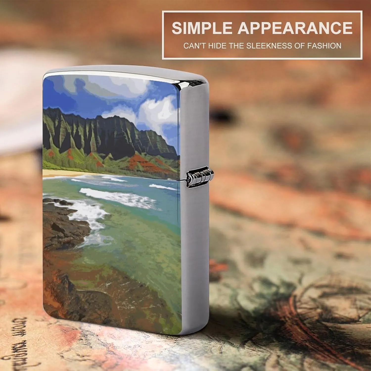 Kauai Hawaii SeashoreLighter Case Waterproof Lighter Sleeve Lighters Protective Cover with Graffiti Design