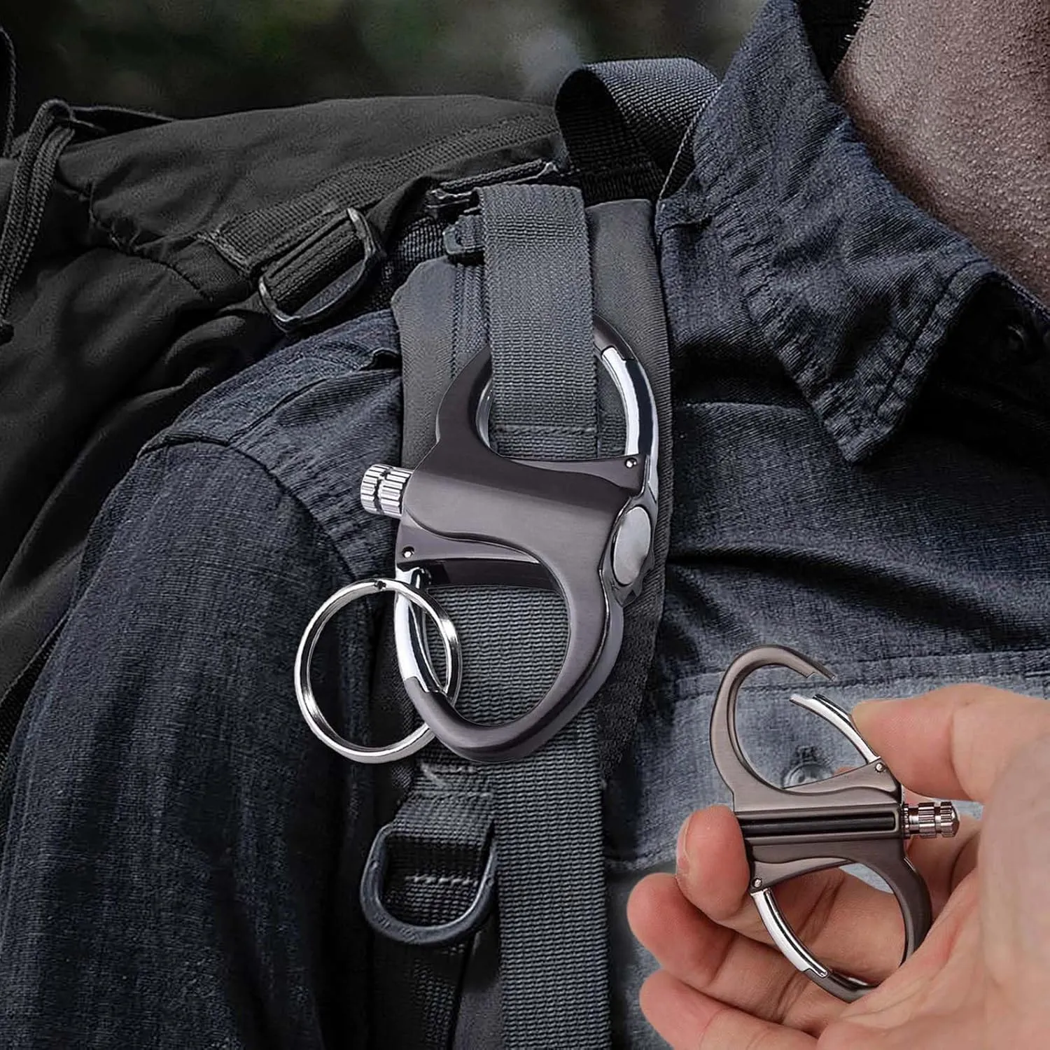 Keychain Lighter Match Strike, 2025 Metal Novelty Key Chain Lighter Hidden in Key Chain, Permanent Match Keychain, Metal Match for Outdoor Car and Home, Gifts for Men, Father's Day (Black*2)