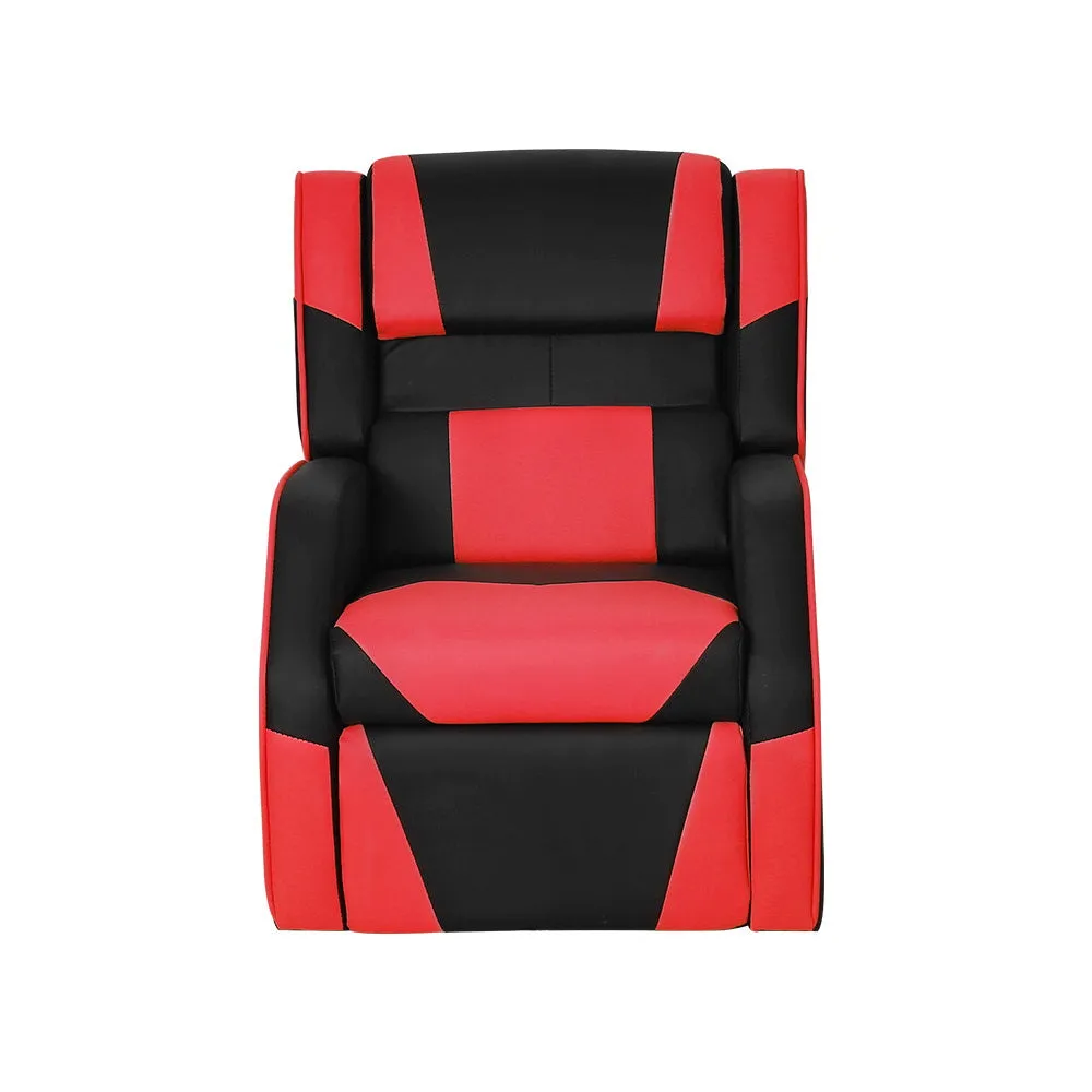 Kids Recliner Movie Chair PU Leather Gaming Sofa - Red