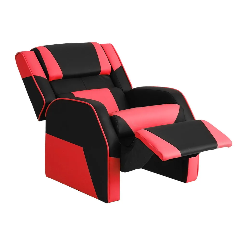 Kids Recliner Movie Chair PU Leather Gaming Sofa - Red