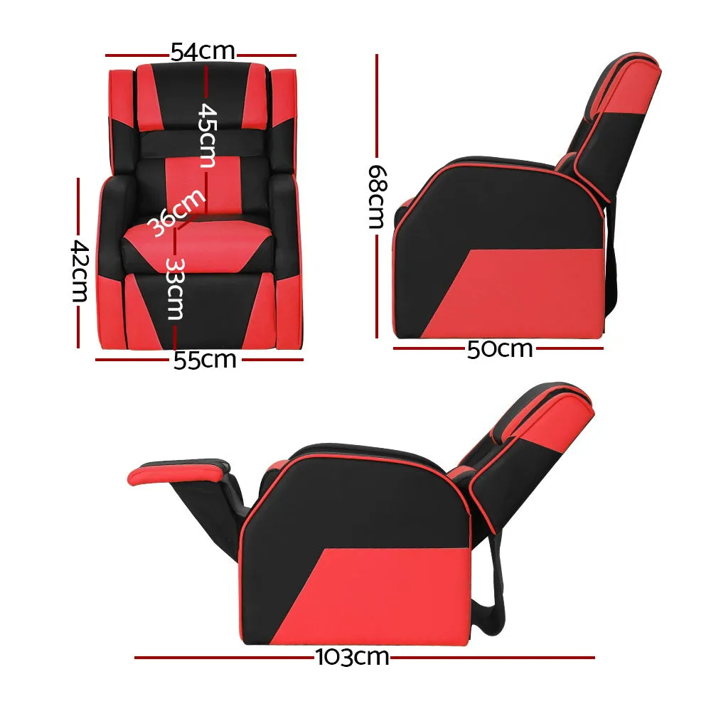 Kids Recliner Movie Chair PU Leather Gaming Sofa - Red