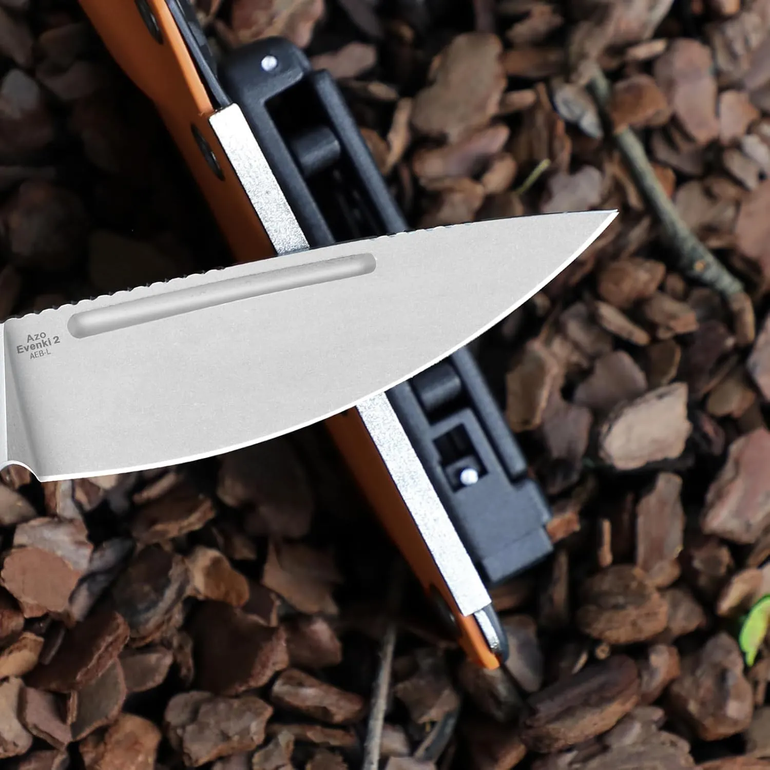Kizer Evenki2 Fixed Blade Knife, 3.49" AEB-L Drop Point Blade Hunting Knife with Orange & Black G10 Handle, Full Tang Survival Knives with Adjustable Sheath & Sharpener, Camping Hiking Knives, 1098A1