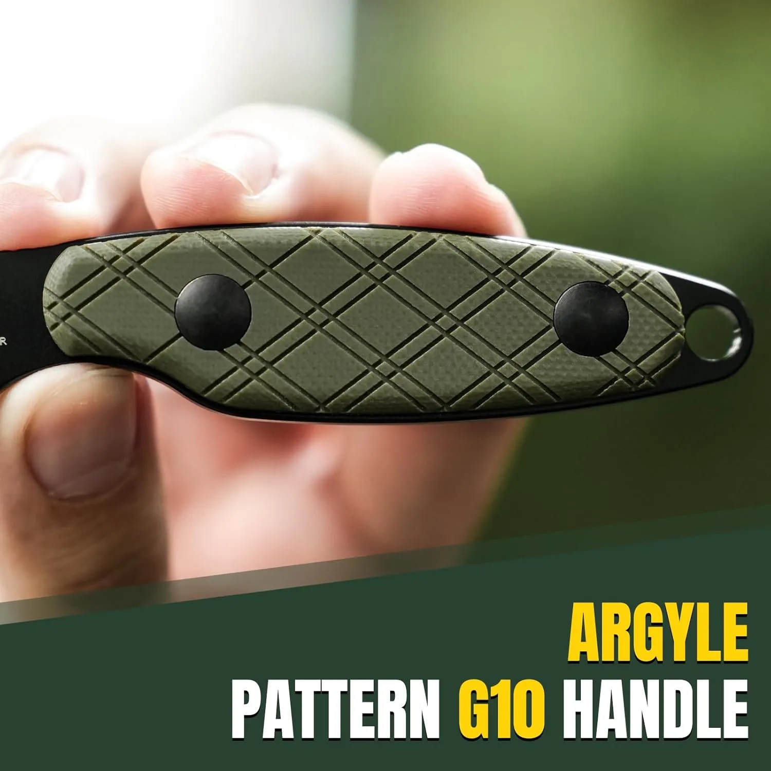 Kizer Muskrat Fixed Blade Knife, 3.15 In D2 Neck Knife Argyle Pattern G10 Handle Fixed Blade EDC Knives for Men Women, Outdoor Hunting Hiking Survival Camping Knives 1064A1