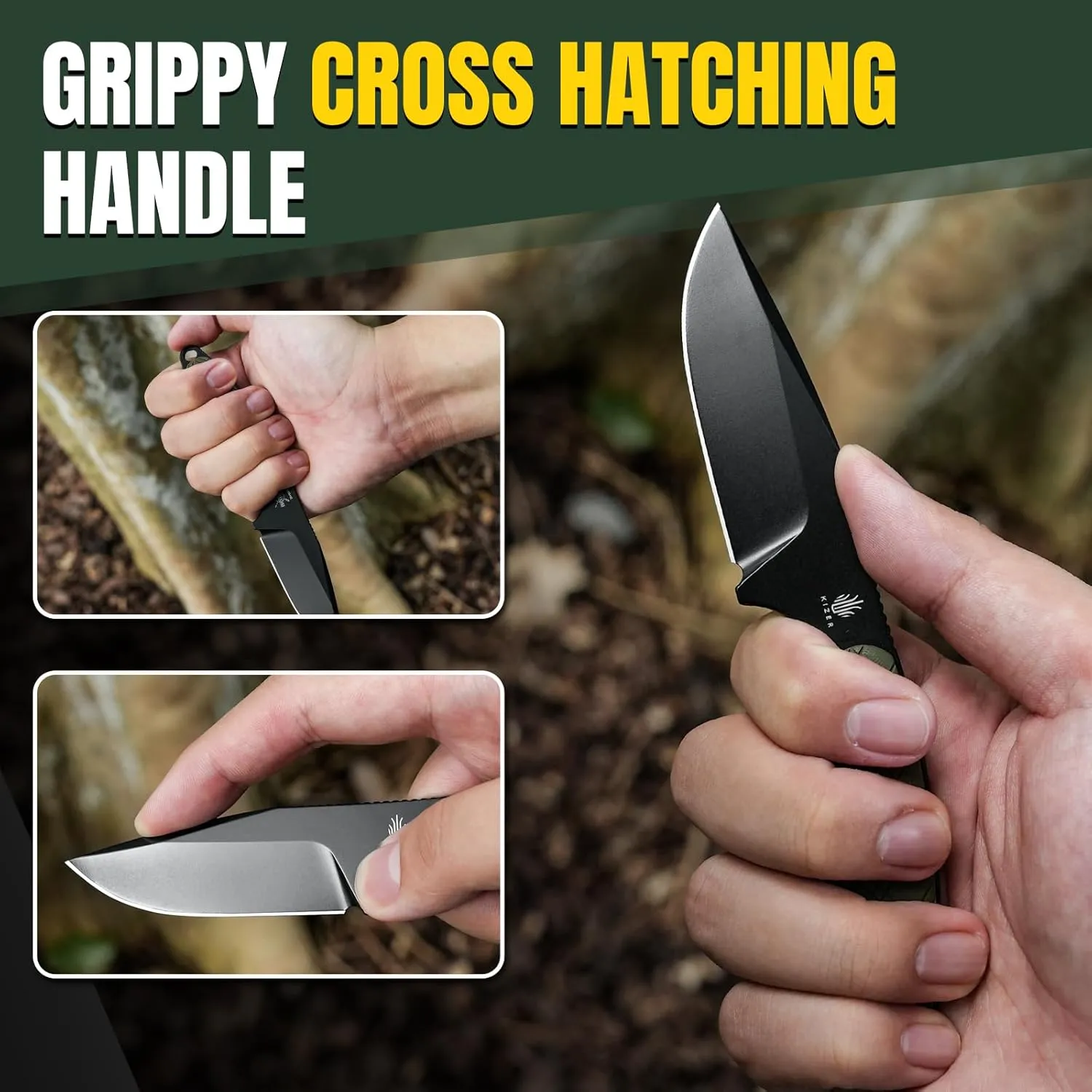 Kizer Muskrat Fixed Blade Knife, 3.15 In D2 Neck Knife Argyle Pattern G10 Handle Fixed Blade EDC Knives for Men Women, Outdoor Hunting Hiking Survival Camping Knives 1064A1
