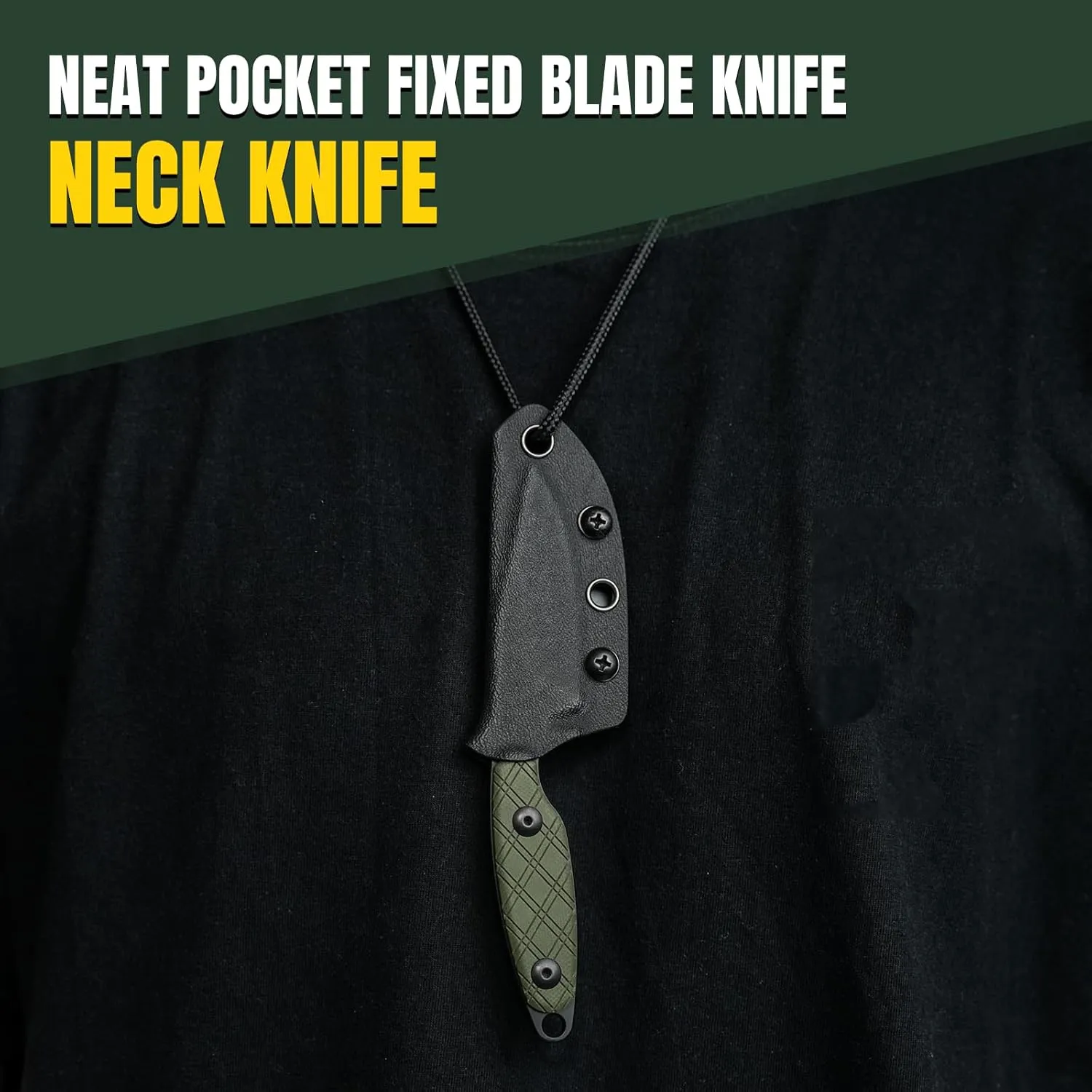 Kizer Muskrat Fixed Blade Knife, 3.15 In D2 Neck Knife Argyle Pattern G10 Handle Fixed Blade EDC Knives for Men Women, Outdoor Hunting Hiking Survival Camping Knives 1064A1