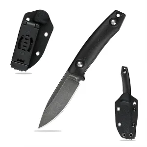 Knives 6.49 inch DC53 Steel Tactical Fixed Blade Knife with kydex sheath for Men EDC Outdoor Camping Survival Hunting (Black stone wash Black handle)