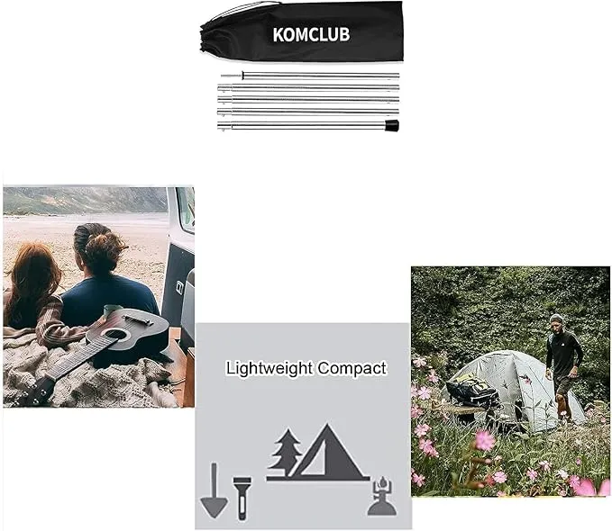 KOMCLUB Telescoping Tent Poles Adjustable Tarp Poles Camping Stainless Steel Lightweight Tent Poles for Trap Sun Sails Canopy Awning Shelter Backpacking Hiking 78 in Set of 4