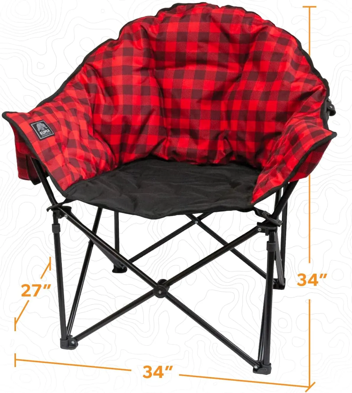 Kuma Outdoor Gear Lazy Bear Chair with Carry Bag, Ultimate Portable Luxury Outdoor Chair for Camping, Glamping, Sports & Outdoor Adventures (Red/Black)