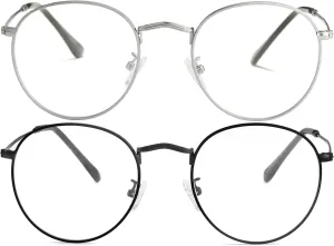 Kursan Classic Round Metal Clear Lens Glasses for Women Men Circle Frame Non-Prescription Eyeglasses
