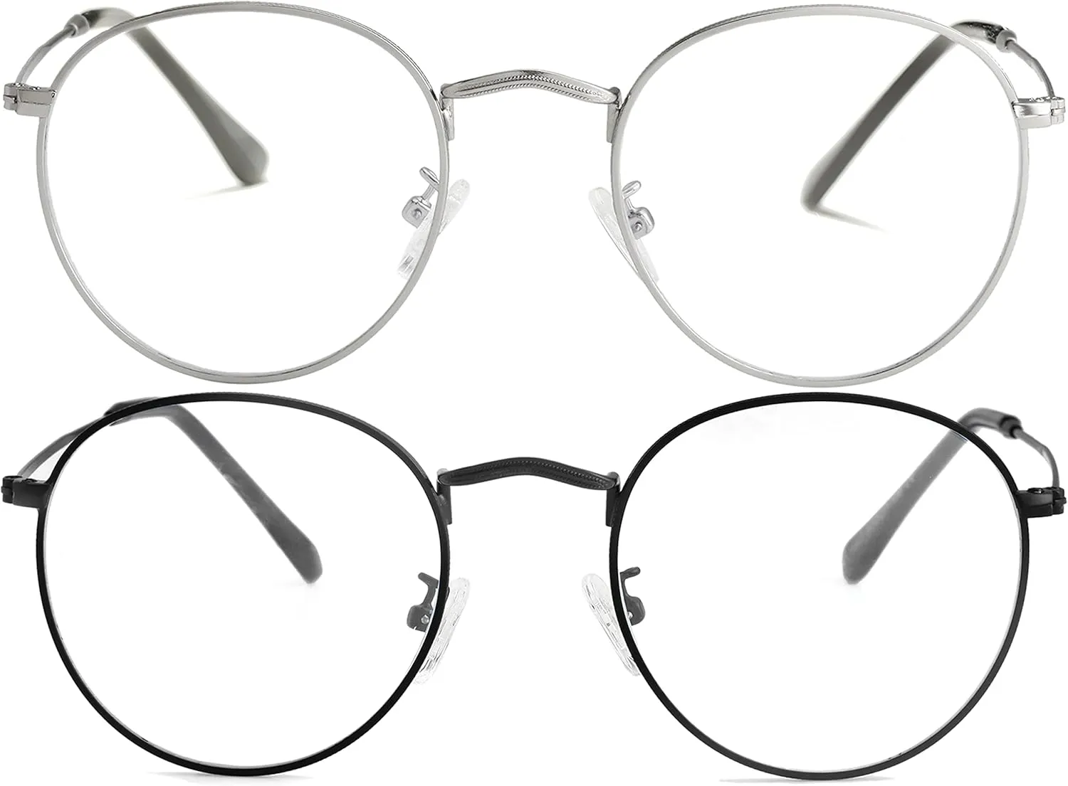 Kursan Classic Round Metal Clear Lens Glasses for Women Men Circle Frame Non-Prescription Eyeglasses