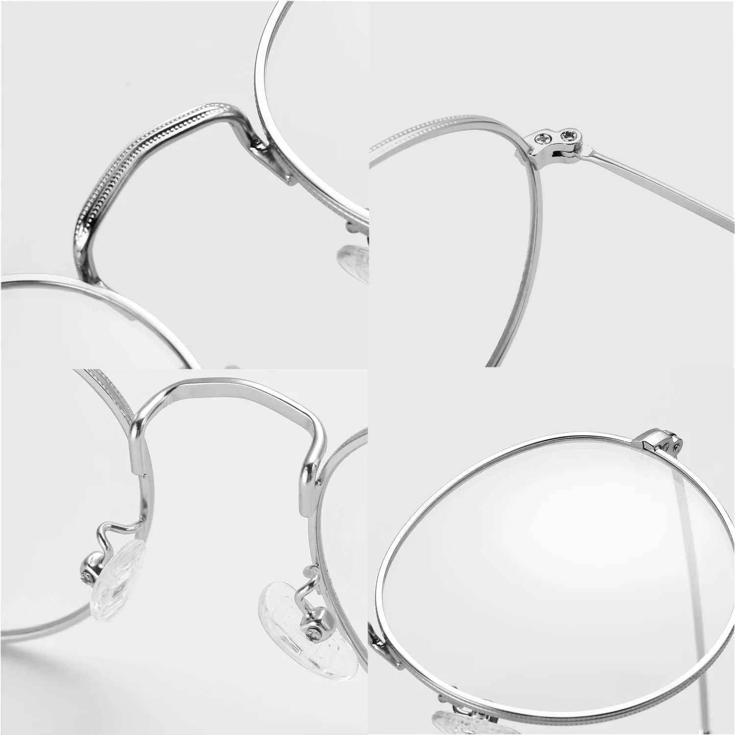 Kursan Classic Round Metal Clear Lens Glasses for Women Men Circle Frame Non-Prescription Eyeglasses
