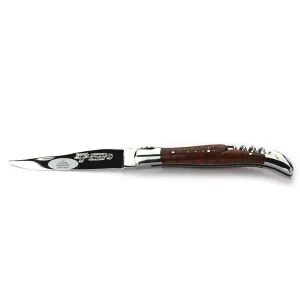 Laguiole en Aubrac Handcrafted Multipurpose Knife with Corkscrew, Amourette / Snakewood Handle, 4.75 inches