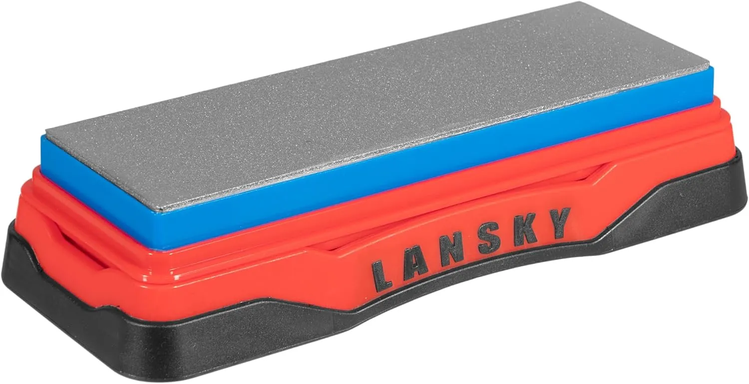 Lansky Double-Sided Diamond Knife Sharpening Bench Stone: Coarse Grit (120) and Fine Grit (600) 6" x 2" - DB1260