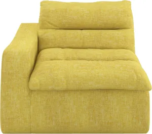 Lazy Floor Sofa Ergonomic Beanbag Chair with Left Armrest, Modern Design for Living Room, Bedroom or Office, Yellow