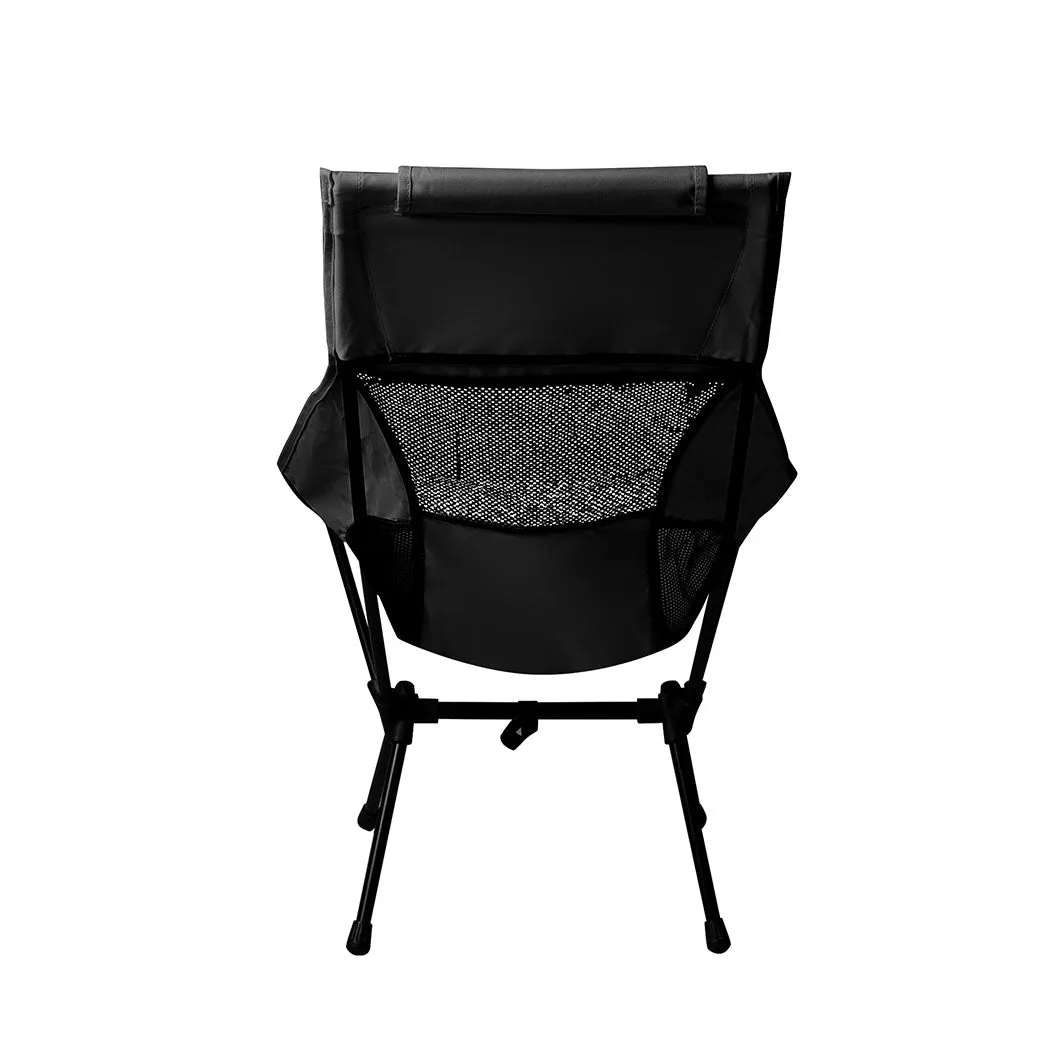 Levede Camping Chair Folding Outdoor Large Black-TAS_Rural