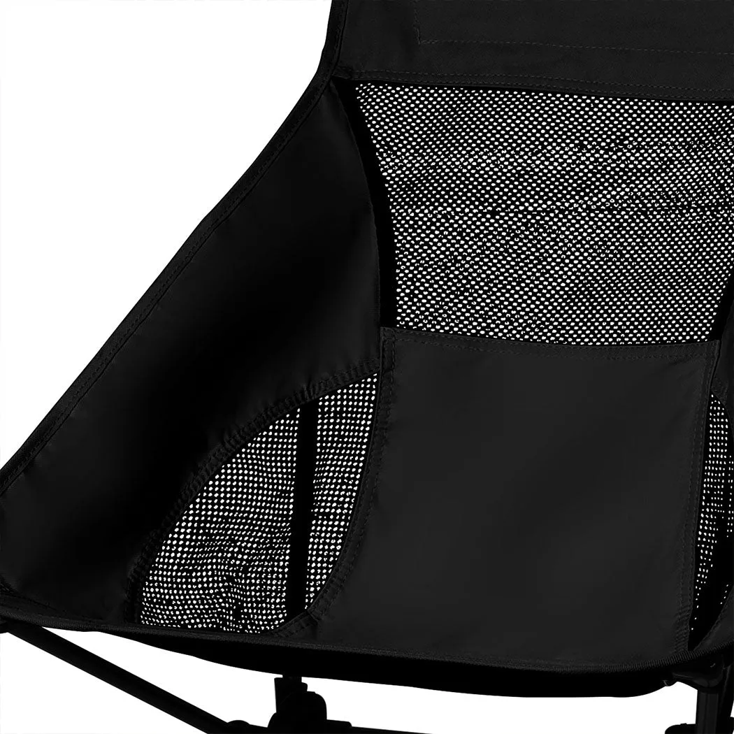 Levede Camping Chair Folding Outdoor Large Black-TAS_Rural