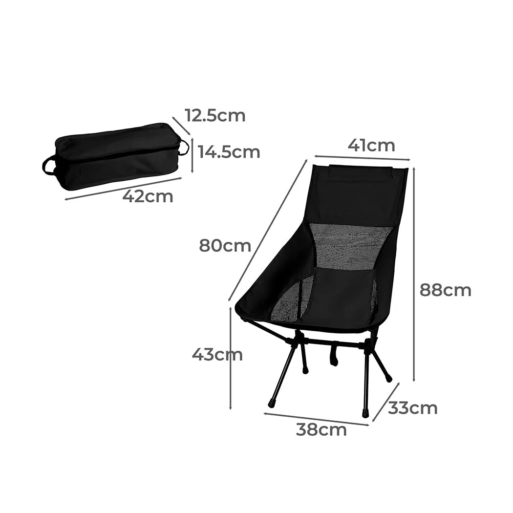Levede Camping Chair Folding Outdoor Large Black-TAS_Rural