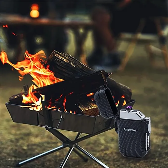 Lighter USB Rechargeable Lighter Outdoor Lighter Mini Lighter High-end Rechargeable Lighter for Garden Outdoor Activities(Carbon Fiber Black)