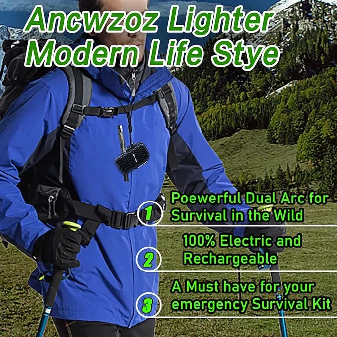 Lighter USB Rechargeable Lighter Outdoor Lighter Mini Lighter High-end Rechargeable Lighter for Garden Outdoor Activities(Carbon Fiber Black)