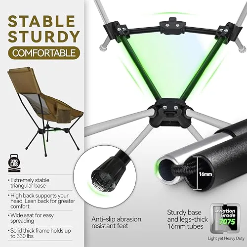 Lightweight Folding High Back Camping Chair with Head Support