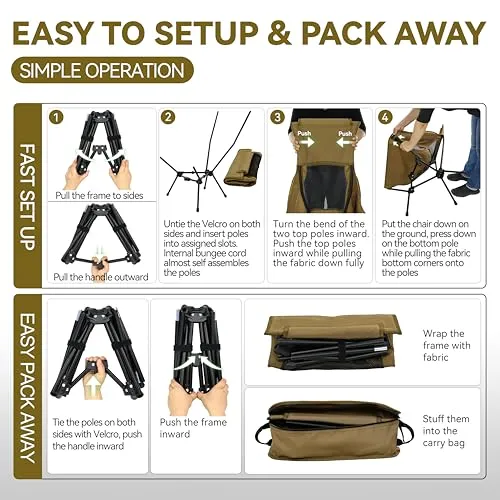 Lightweight Folding High Back Camping Chair with Head Support