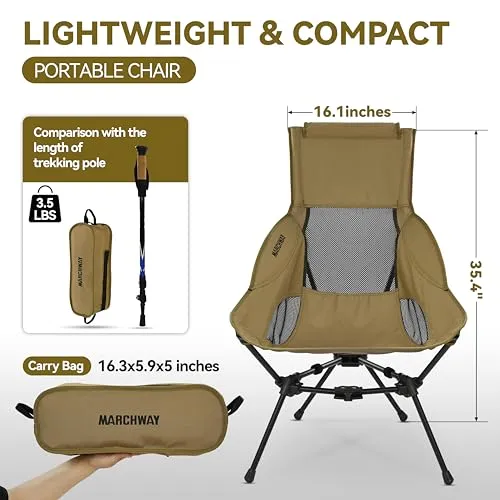 Lightweight Folding High Back Camping Chair with Head Support