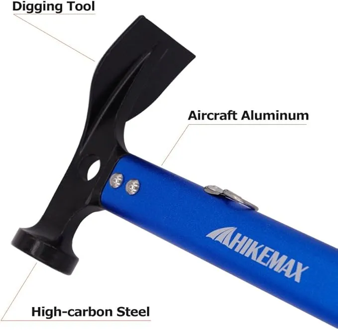 Lightweight Outdoor Camping Hammer Aluminum Tent Hammer with Tent Stake Remover, 13-Ounce