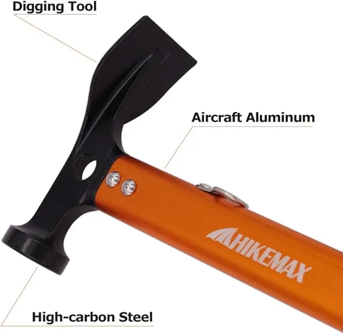 Lightweight Outdoor Camping Hammer Aluminum Tent Hammer with Tent Stake Remover, 13-Ounce