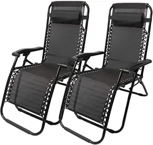 Lightweight Sun Lounger Garden Chairs Set of 2 Folding Zero Chairs Beach Chairs Sun Lounger Recliner for Beach Patio Garden Camping Outdoor Recliner (Color : with Blue Cotton) (With Gray Cot