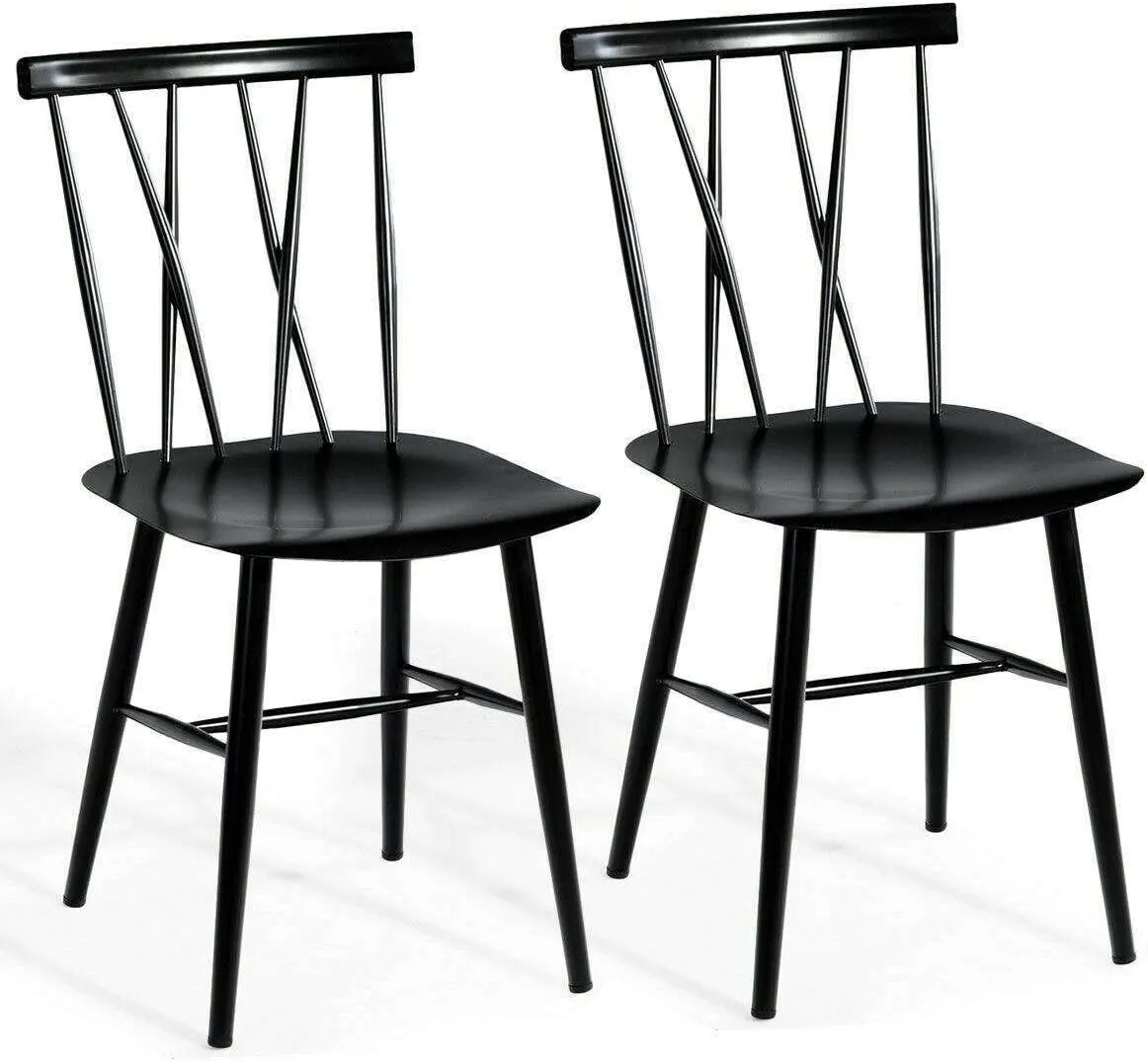 LKOP Set of 2 Dining Side Chairs Tolix Chairs Armless Cross Back Kitchen Bistro Cafe LTMS Dining Chairs Kitchen & Dining Room Chairs Dining Room Chairs Kitchen Chairs Dining
