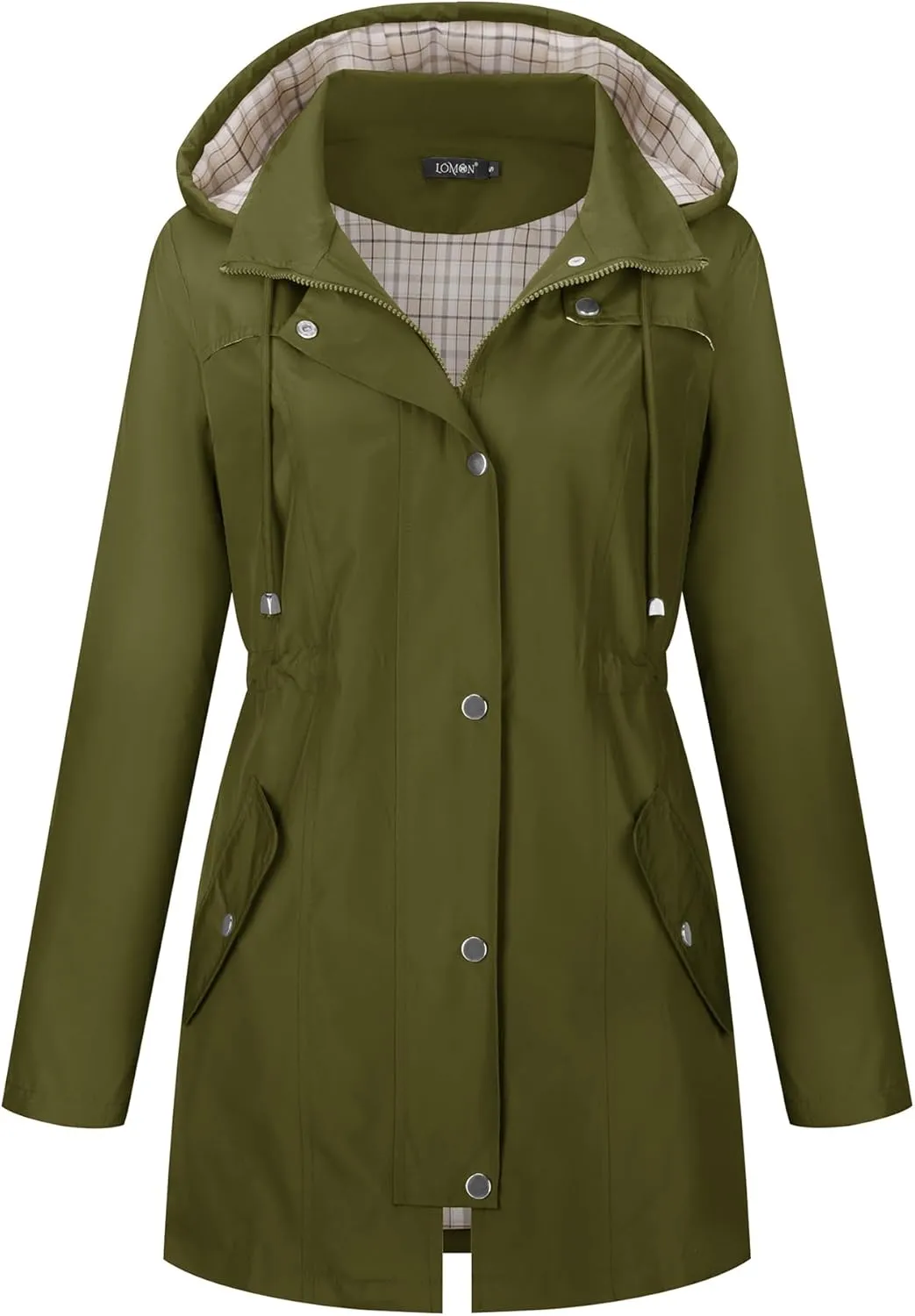 LOMON Women Waterproof Outdoor Hiking Raincoat Women Lined Rain Jacket Lightweight Hooded Jackets Trench Coats