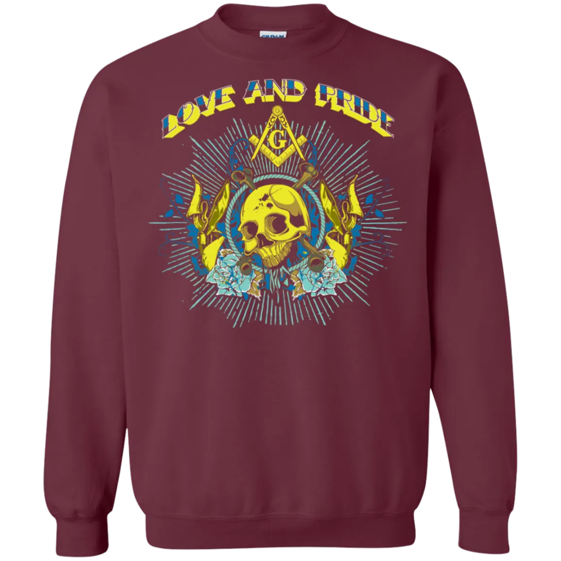 Love And Pride Masonic Skull Square & Compass Freemasson