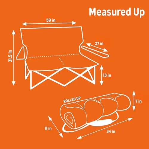 Loveseat Double 2 Person Camping Chair,Foldable Seat for Festivals,Concerts