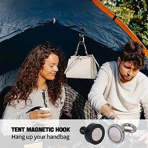 Magnetic Hooks for Canopy, Magnet Clip Hanger w/ Carabiner for Camping