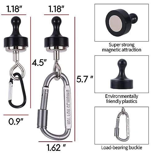 Magnetic Hooks for Canopy, Magnet Clip Hanger w/ Carabiner for Camping