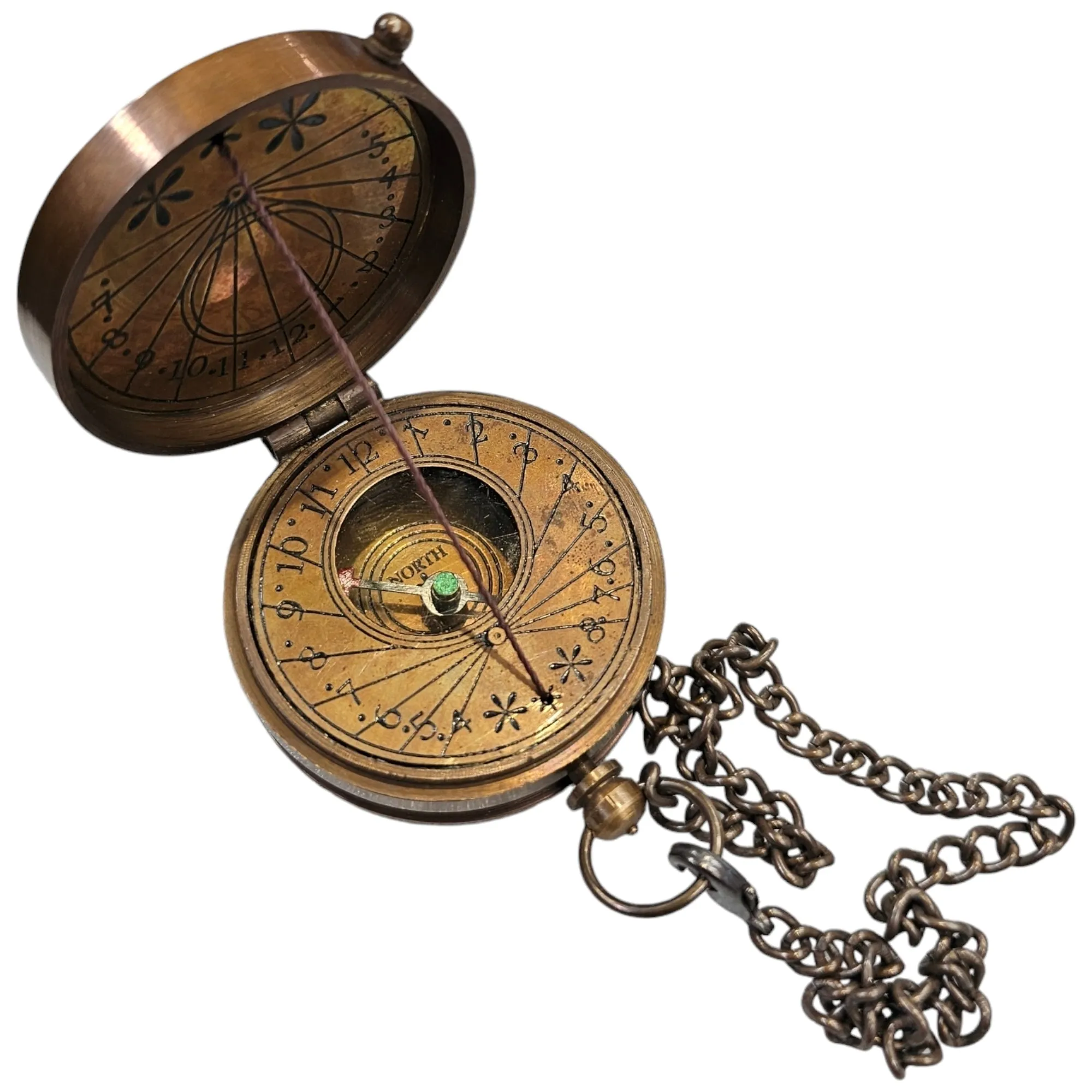Mary Rose Sundial Compass – Vintage Brass Compass with Customisable Wooden Box | String Sundial