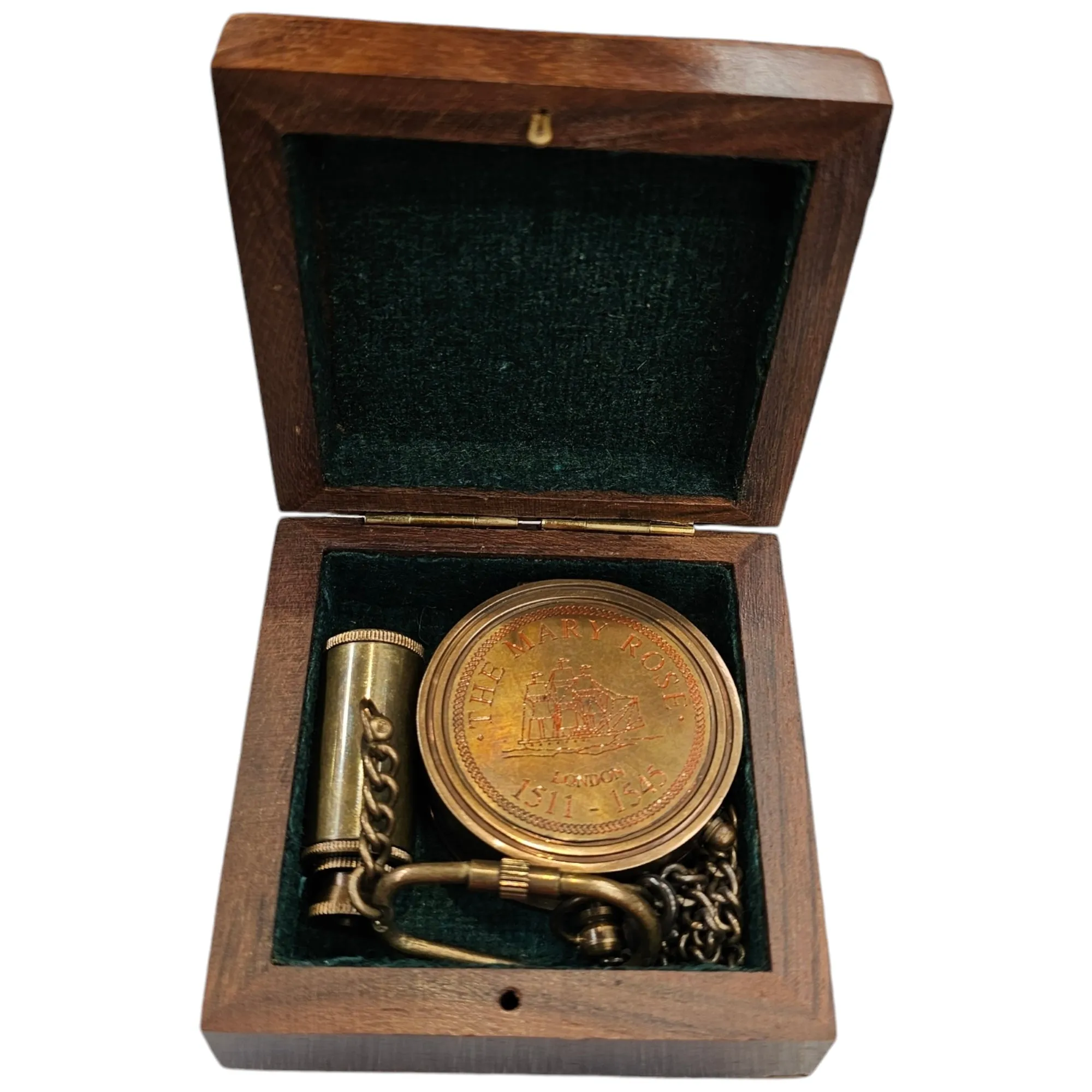 Mary Rose Sundial Compass – Vintage Brass Compass with Customisable Wooden Box | String Sundial