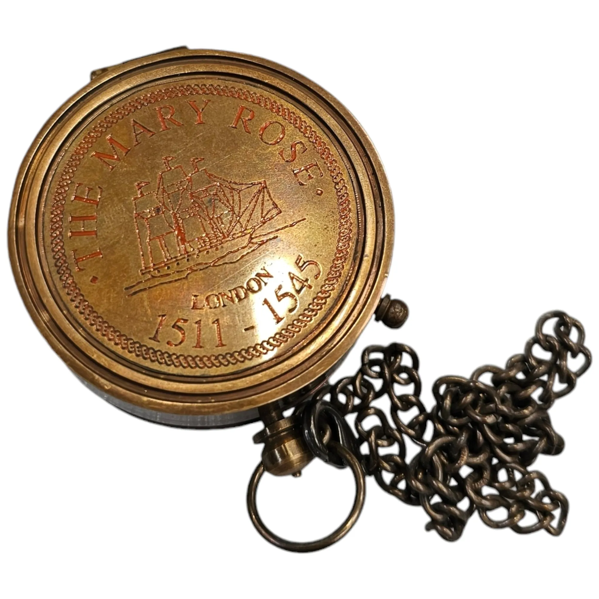 Mary Rose Sundial Compass – Vintage Brass Compass with Customisable Wooden Box | String Sundial