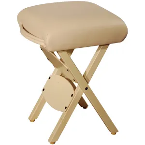 Master Massage Wooden Portable Folding Massage Stool- Lightweight Wood Foldable Tattoo Stool, Cream