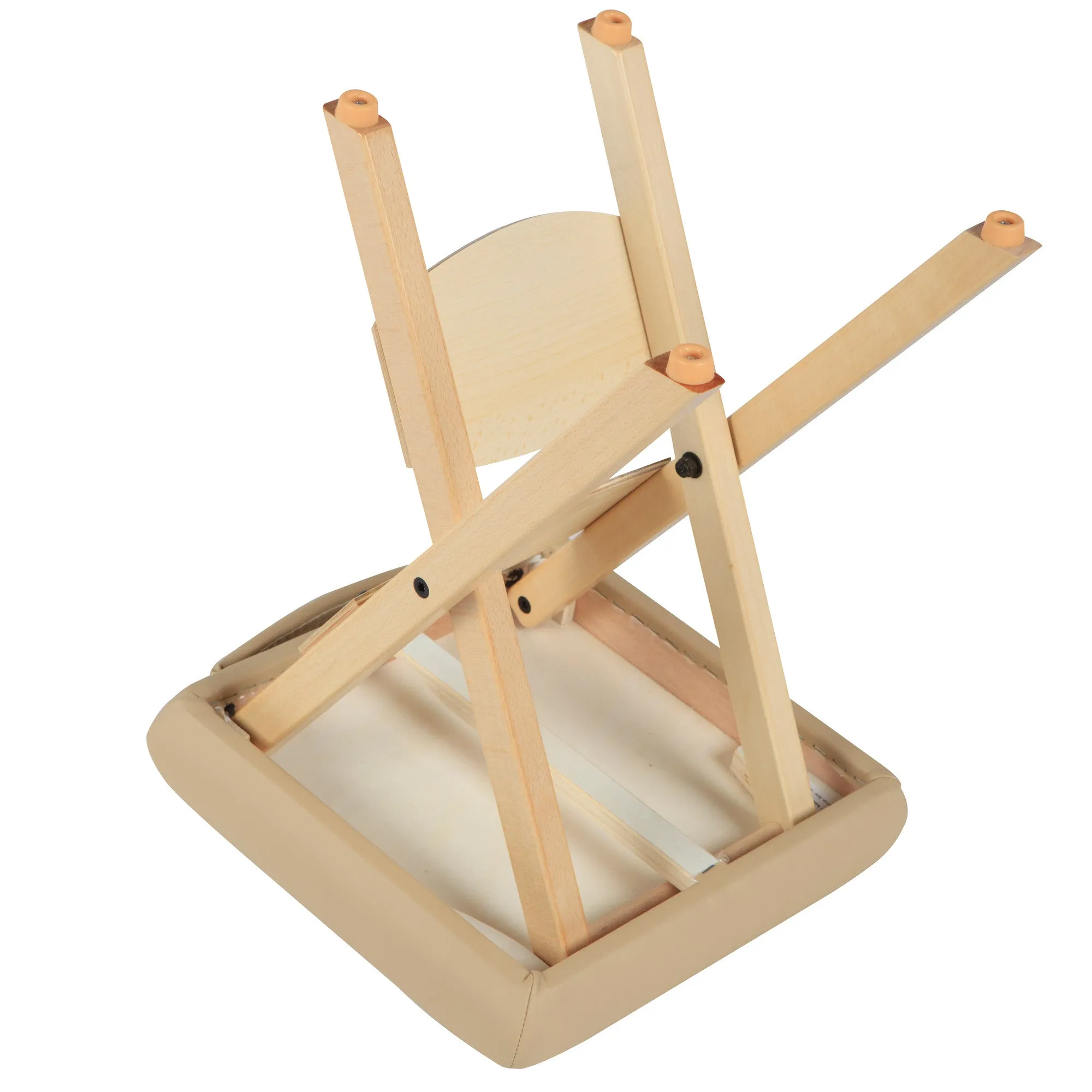 Master Massage Wooden Portable Folding Massage Stool- Lightweight Wood Foldable Tattoo Stool, Cream