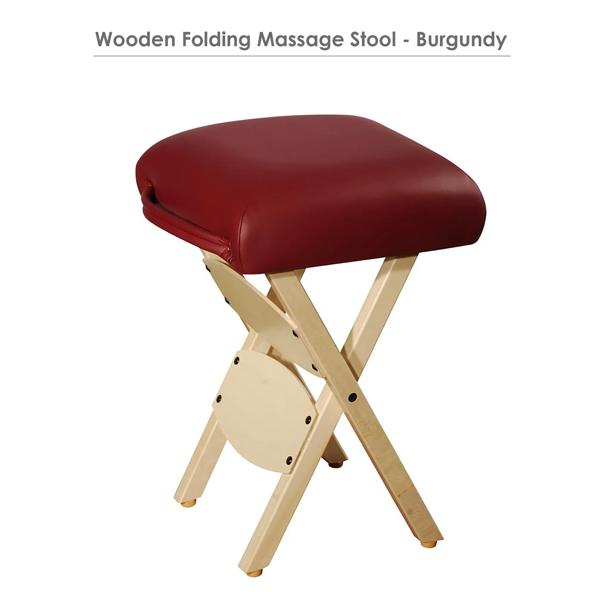Master Massage Wooden Portable Folding Massage Stool- Lightweight Wood Foldable Tattoo Stool, Cream