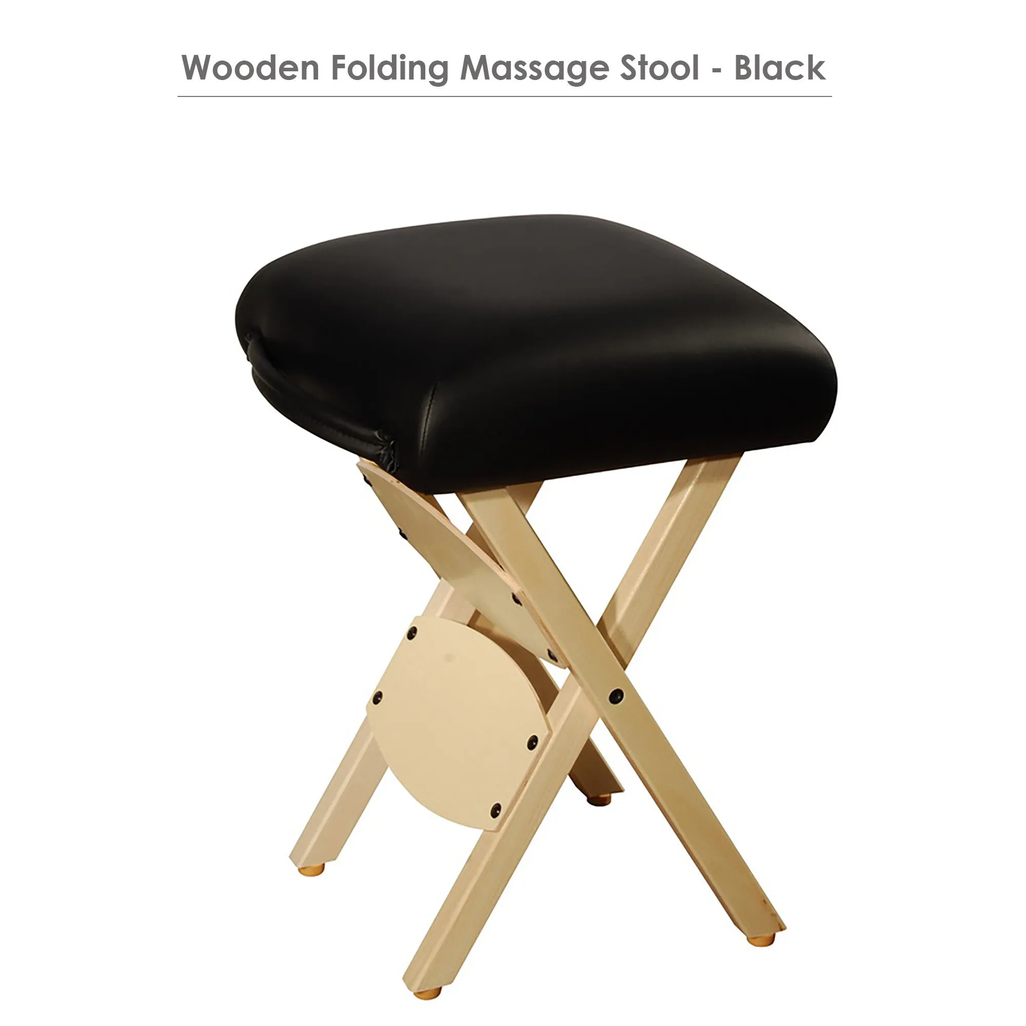 Master Massage Wooden Portable Folding Massage Stool- Lightweight Wood Foldable Tattoo Stool, Cream
