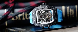 Men's Automatic Watch Tonneau Luxury Skeleton Watches for Men Mechanical 50M Waterproof Analogue Watches Mens Unique Cool Square Big Face Dial Wristwatch with Silicone Strap Band