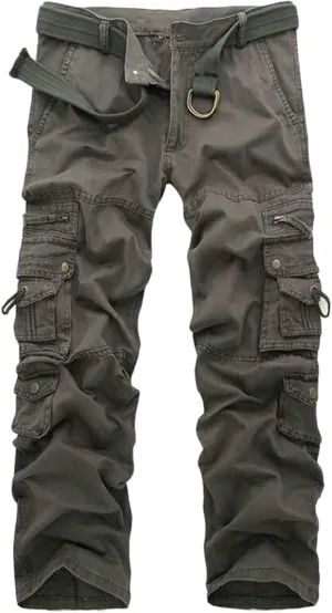 Men's Cotton Multi-Pockets Work Pants Tactical Outdoor Cargo Pants Hiking Trousers Rip-Stop Combat Pants