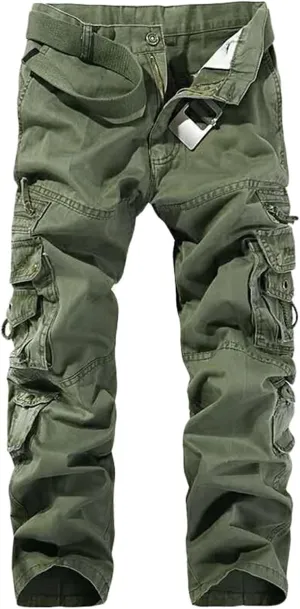 Men's Cotton Multi-Pockets Work Pants Tactical Outdoor Cargo Pants Hiking Trousers Rip-Stop Combat Pants