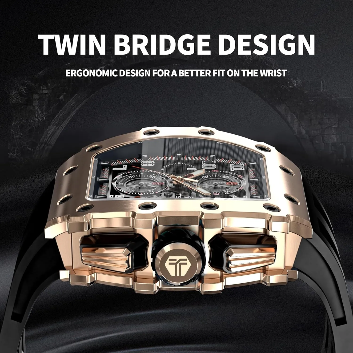 Mens Luxury Watch Watches for Men 50M Waterproof Japanese Quartz Movement Tonneau Stainless Steel Case Sapphire Glass with Chronograph Date Function Cool Unique Fashion Gift Watch