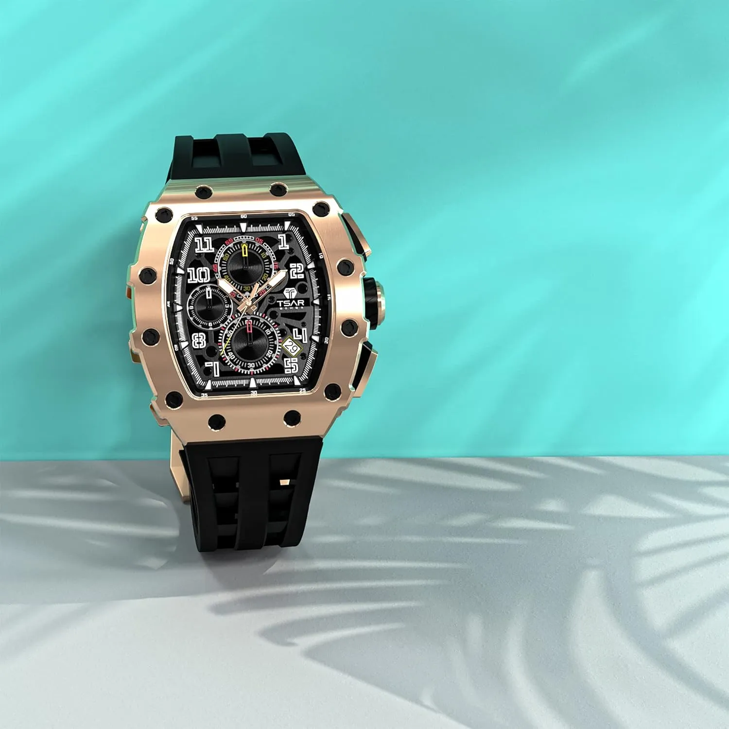 Mens Luxury Watch Watches for Men 50M Waterproof Japanese Quartz Movement Tonneau Stainless Steel Case Sapphire Glass with Chronograph Date Function Cool Unique Fashion Gift Watch