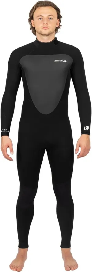 Mens Response 5/3mm GBS Back Zip Wetsuit - Black - Thermal Warm Heat Layer Layers Easy Stretch Waterproof